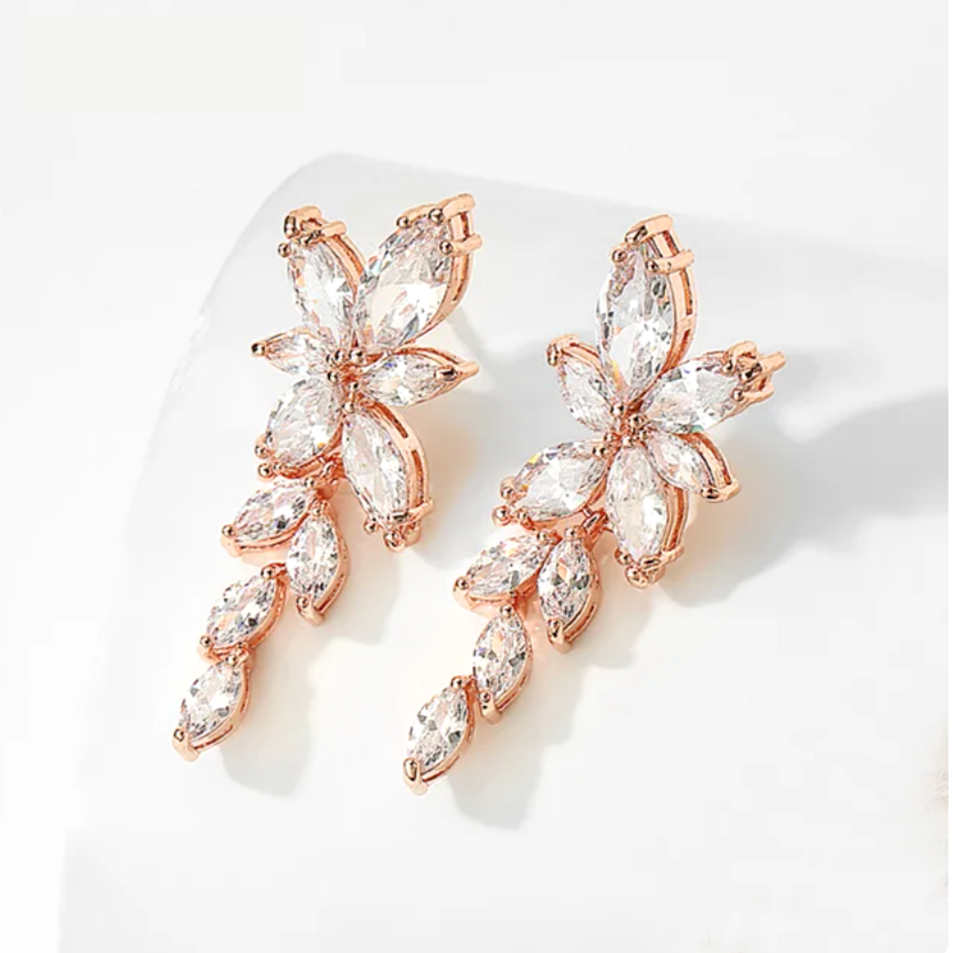 rose gold bridal earrings