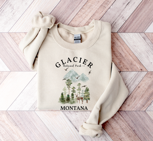 Glacier National Park Montana Sweatshirt, Unisex Pullover