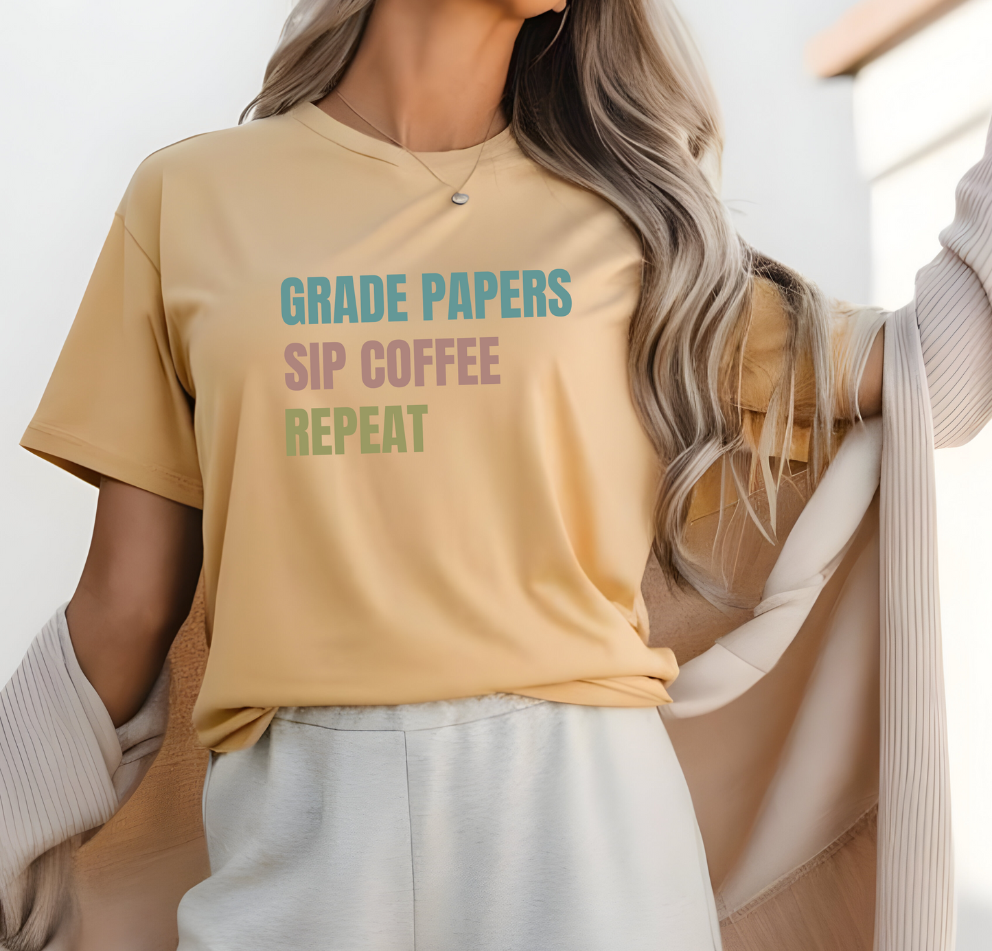 Teacher Shirt Grade Papers, Coffee, Repeat