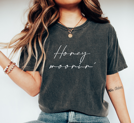 Bridal honeymoon tee with playful script