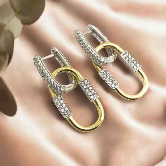 gold hoop earrings Sterling silver CZ
