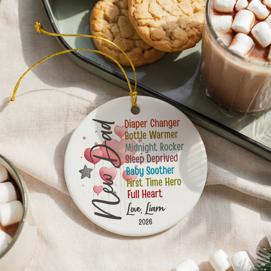 First Father's Day Gift for New Dad Ornament from Wife, Baby Announcement Keepsake