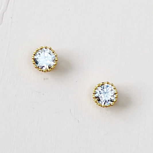 Cubic Zirconium Stud Earrings 2 Carat 8mm Round