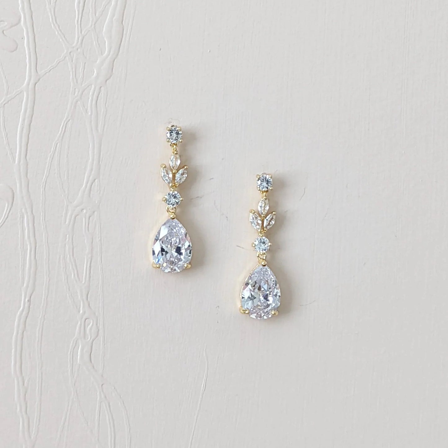 gold CZ drop earrings