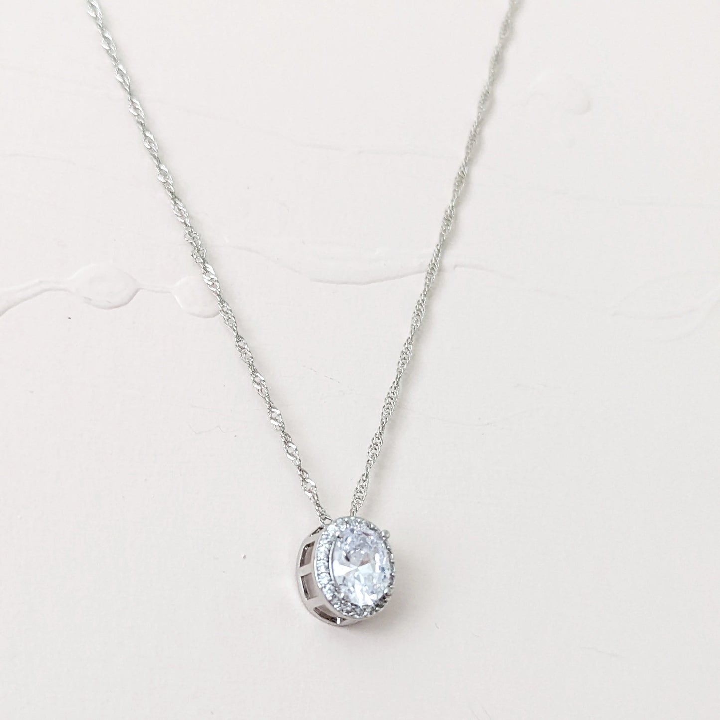 oval cubic zirconia pendant necklace