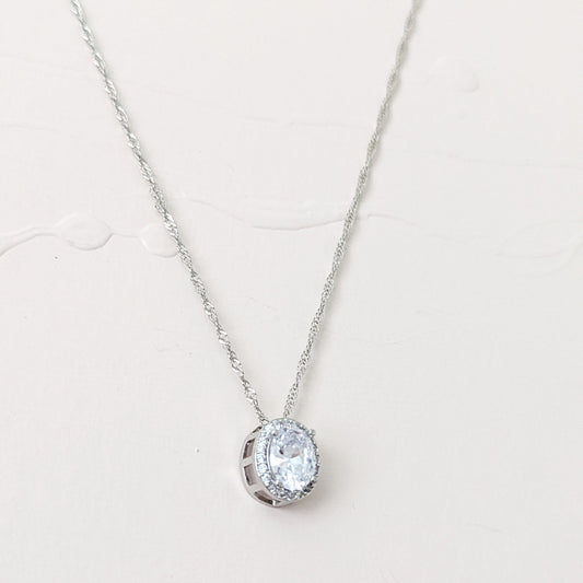 oval cubic zirconia pendant necklace