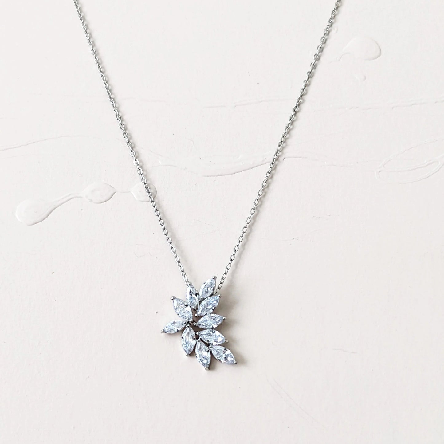 CZ Marquise Leaf Pendant Necklace