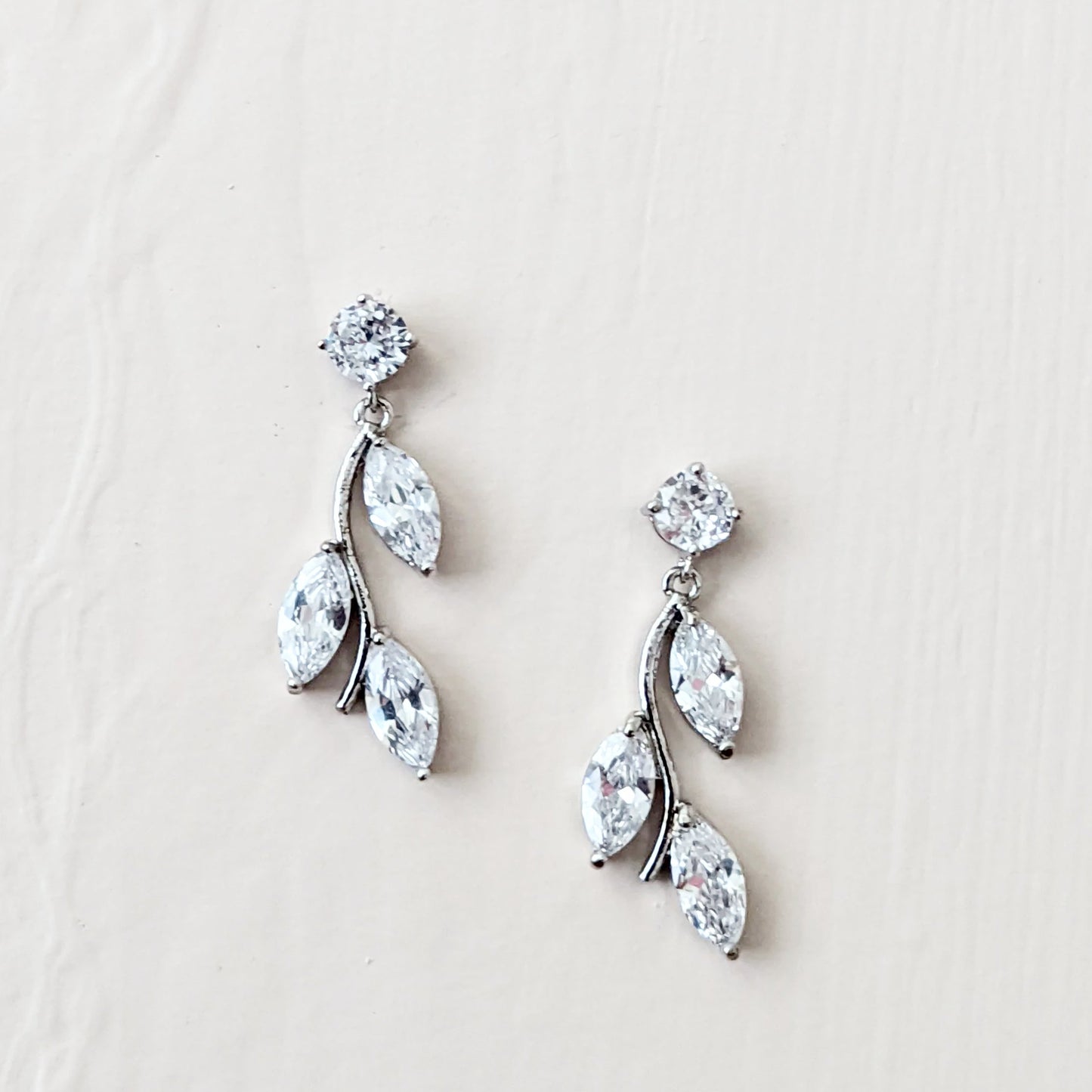 CZ Leaf Earrings
