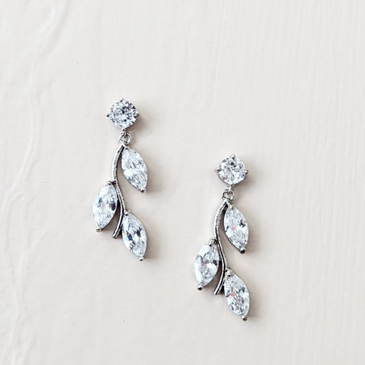 CZ Leaf Earrings