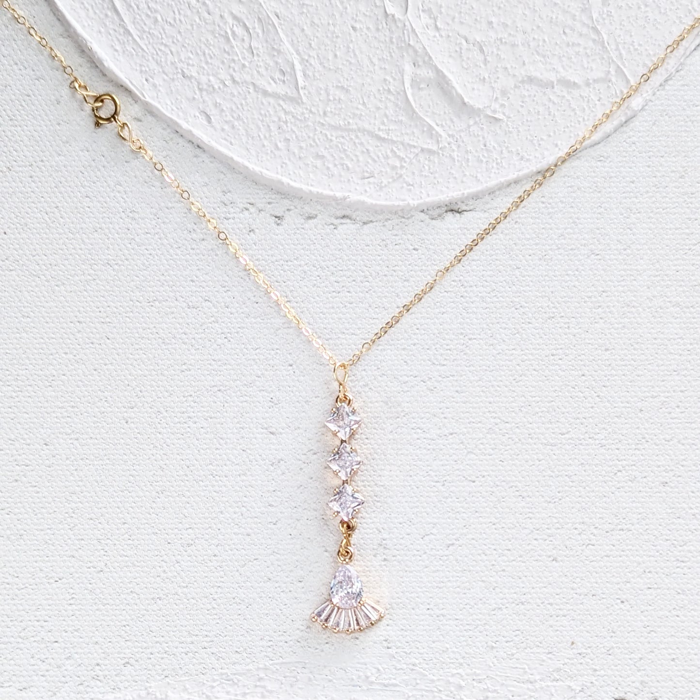 Dainty Diamond Art Deco Gold Necklace