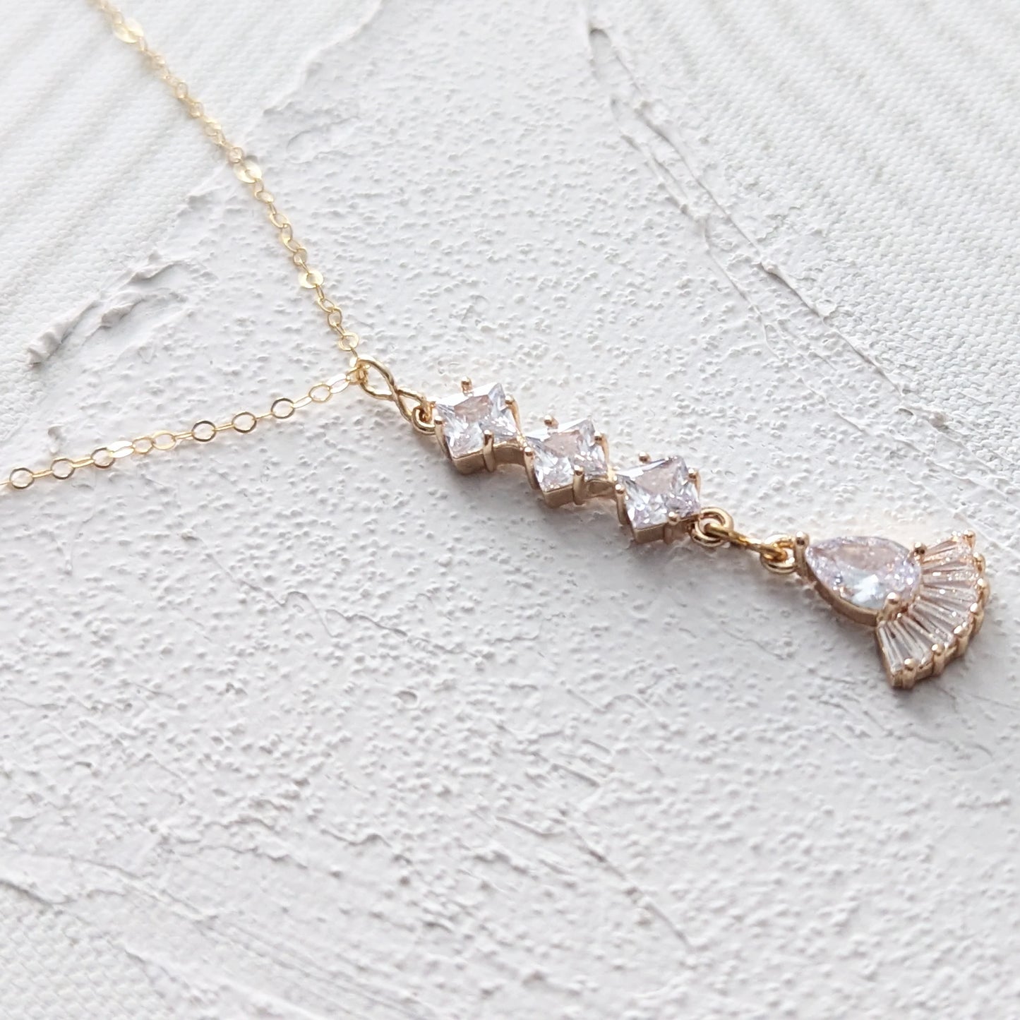 Dainty Diamond Art Deco Gold Necklace