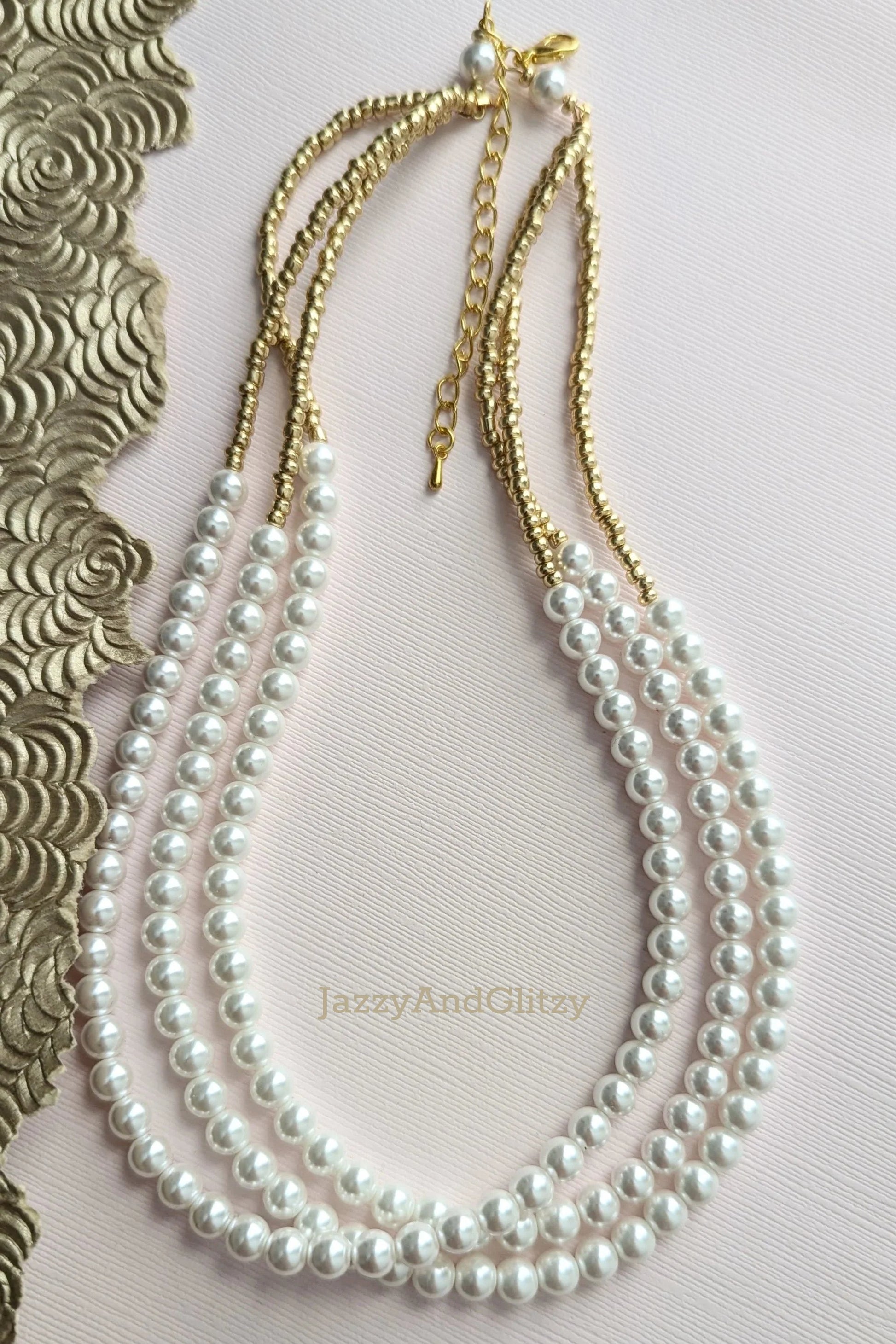 Gold and Pearl Bead Necklace