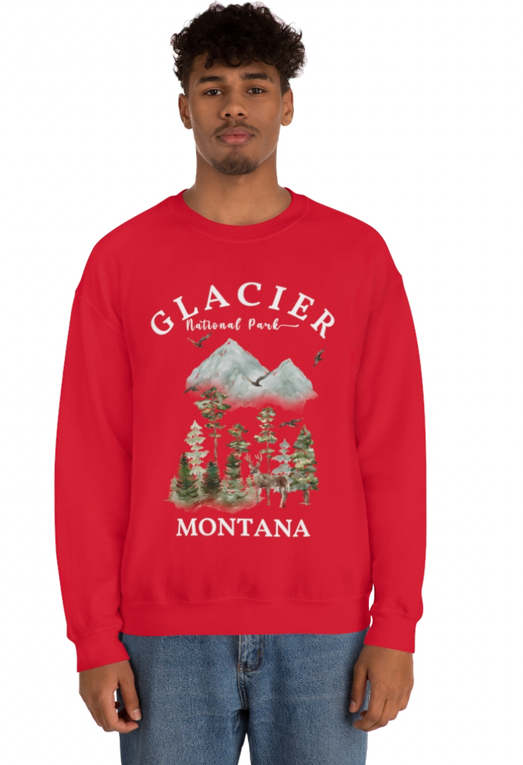 Glacier National Park Montana Sweatshirt, Unisex Pullover
