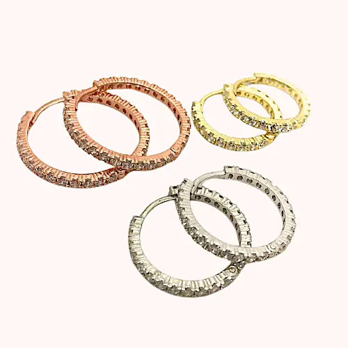 Sterling Silver CZ Hoops Second Hole Huggie