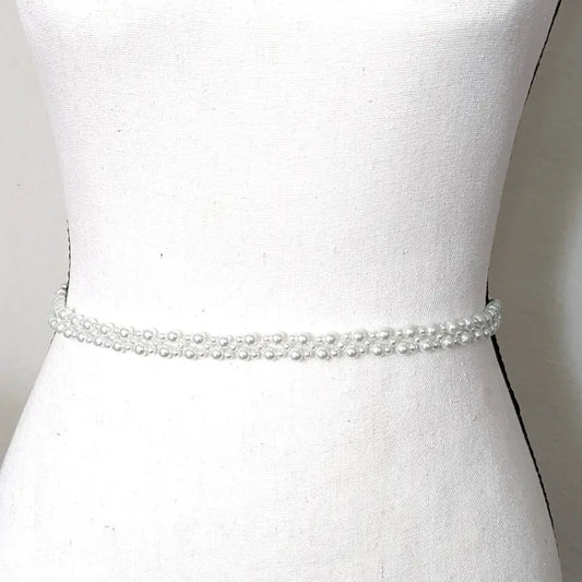 Pearl belt wedding dress