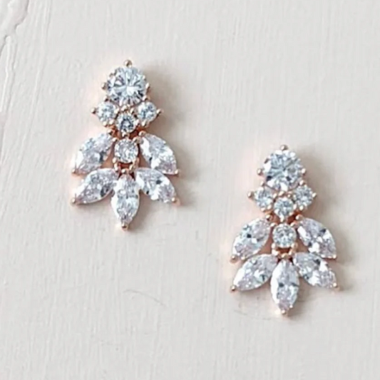 cubic zirconia rose gold bridal earrings