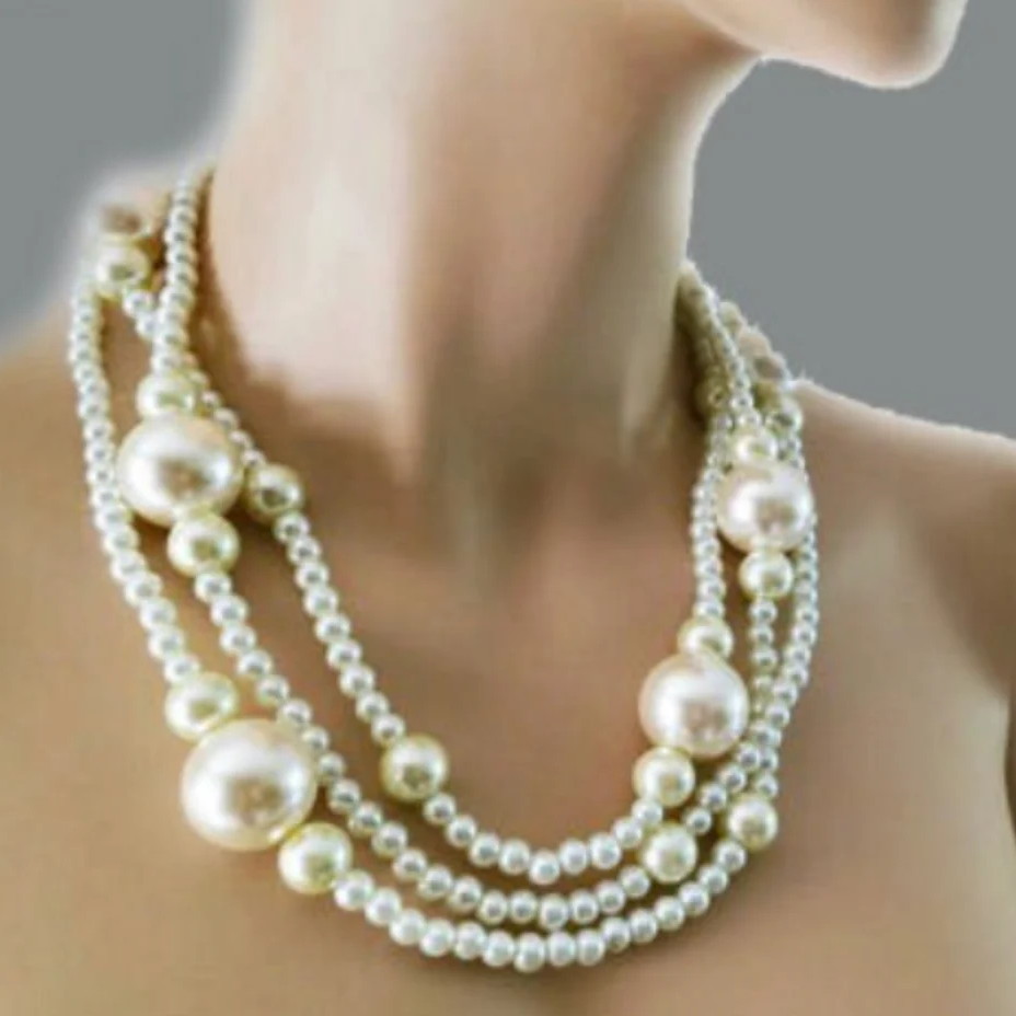 Statement large pearl wedding necklace