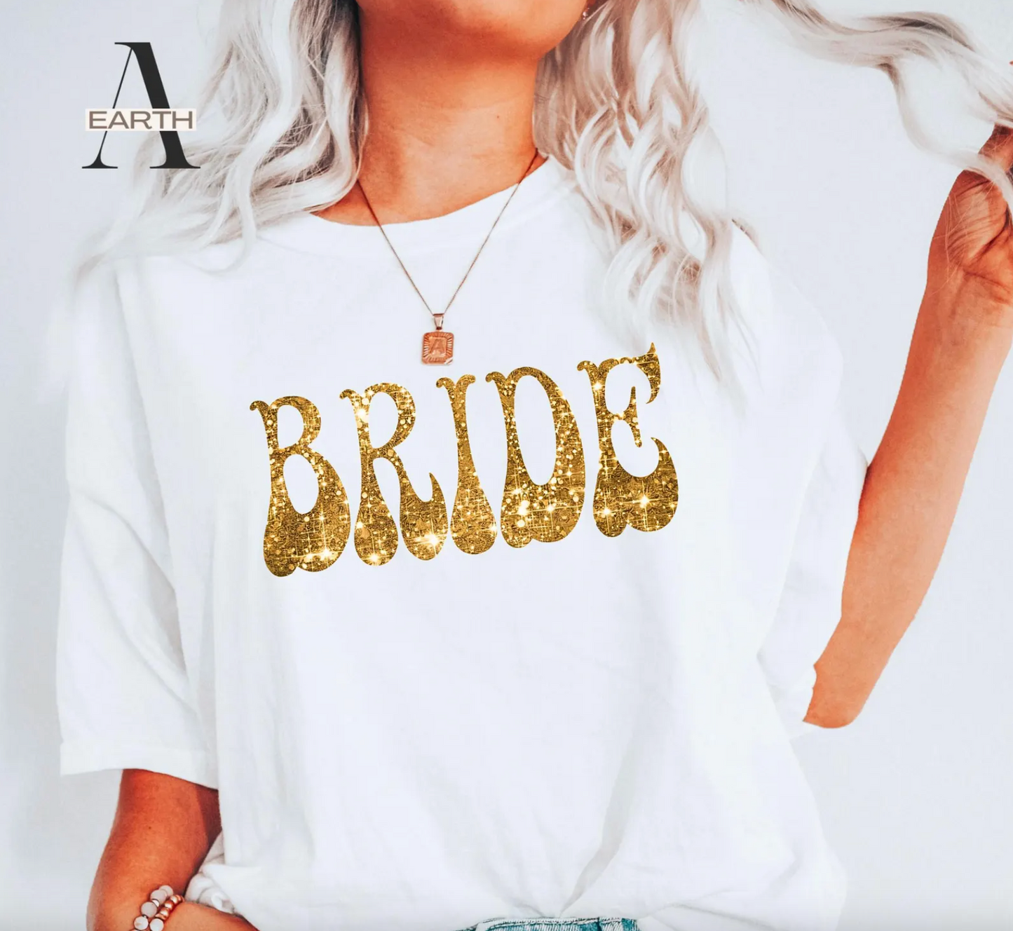 Glitter Gold Print Bride Shirt