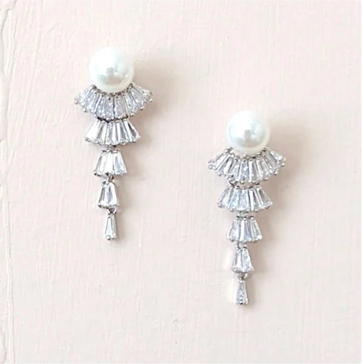 Art Deco style wedding pearl earrings