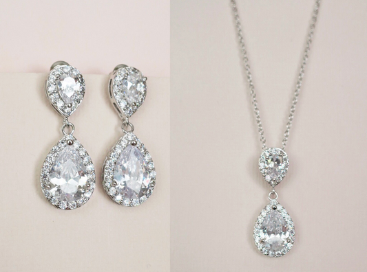 silver cubic zirconia jewellery sets