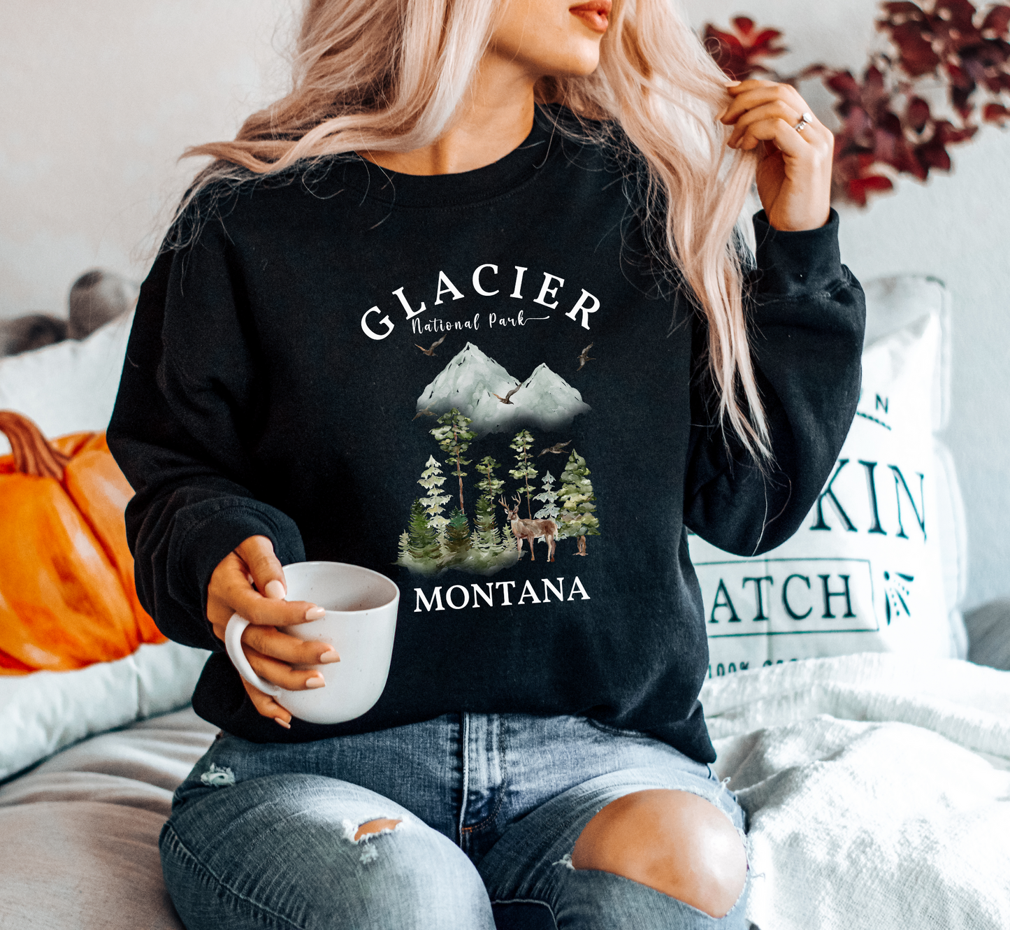 Glacier National Park Montana Sweatshirt, Unisex Pullover