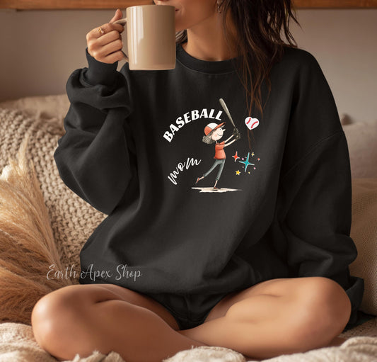 Funny Baseball Mom Sweatshirt, Gameday Cheerleader Crew Neck, Baseball Mama Sweater