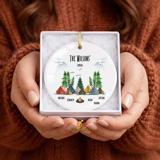 Personalized Camping Ornament • Camper Family Keepsake | Outdoor Adventure Christmas Gift