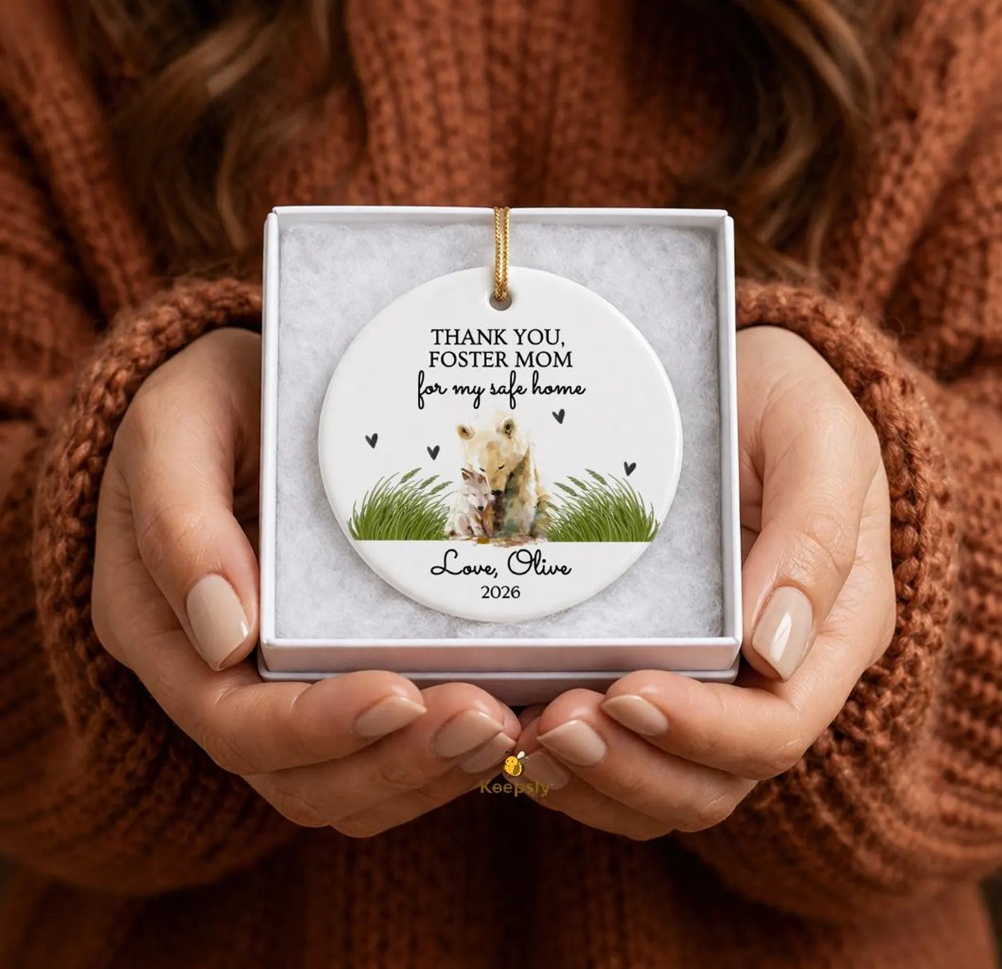 Foster Mom Ceramic Ornament Personalized, Adoption Parent Gift, Mother's Day Thank You Keepsake
