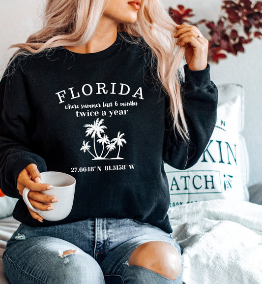 Florida Sweatshirt: Summer All Year, Unisex Long Sleeve