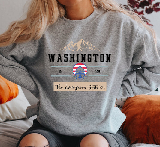 Washington State Sweatshirt: Evergreen State Traveler Gift