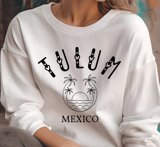 Tulum Sweatshirt, Bachelorette Mexico Crewneck, Retro Beach Pullover, Unisex Sizing Oversized Travel Sweater