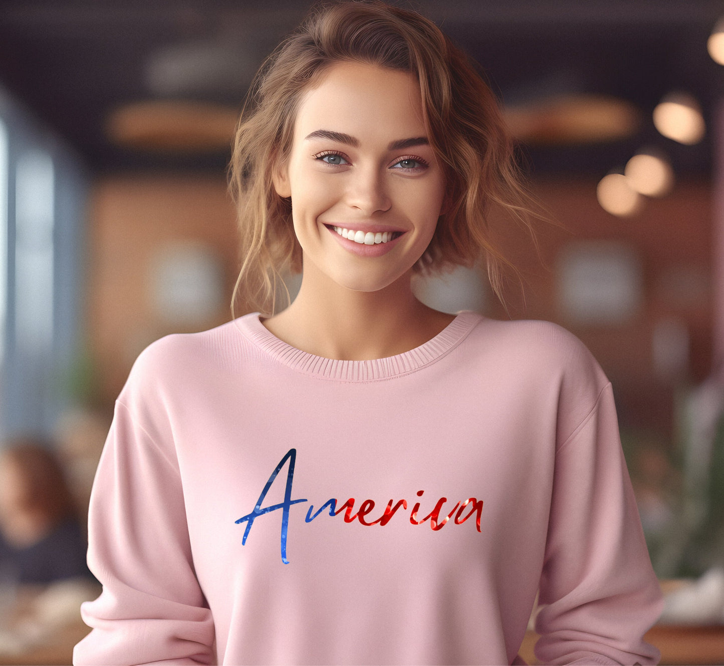 Retro American Flag Sweatshirt, Glittery Patriotic USA Pullover