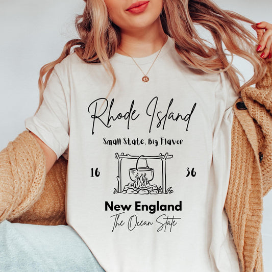 Rhode Island Coastal Tee: New England Foodie Gift