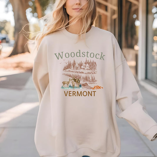 Woodstock Vermont Sweatshirt: Fall Foliage Crewneck - New England Autumn