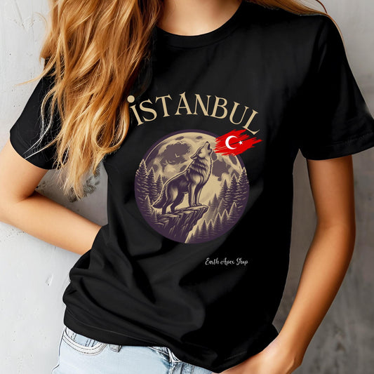 Howling Wolf Turkish Flag Shirt: Anatolian Culture Tee