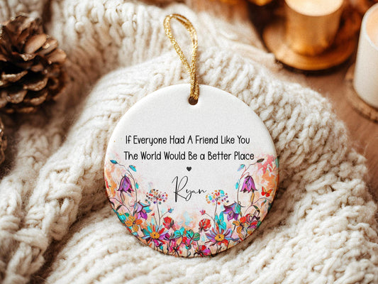 Best Friend Ornament Personalized | Friendship Gift Keepsake | Custom Holiday Ornament for Friends, Birthday or Winter Gift
