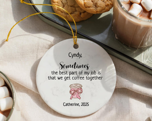 Personalized Coworker Ornament: Funny Coffee Lover Gift