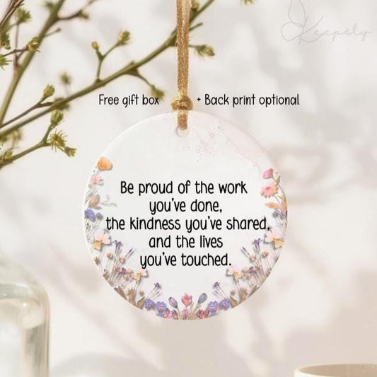 Personalized Thank You Ornament – Appreciation Gift for Teacher, Nurse, Mentor, Coworker | Floral Ceramic Keepsake