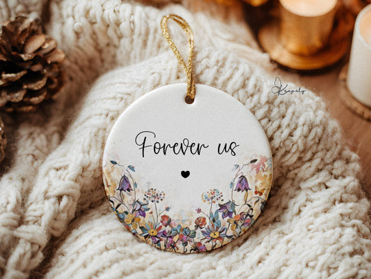 Personalized Ceramic Ornament: Watercolor Wildflower Design, Keepsake Gift Box