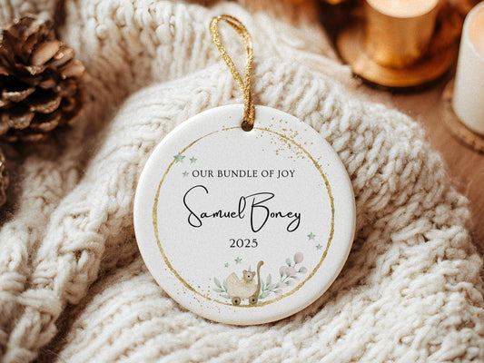 Personalized Baby Ornament: Watercolor Baby Stroller Keepsake