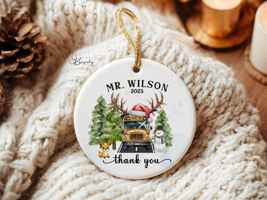 Custom School Bus Driver Christmas Ornament: School Staff Gift