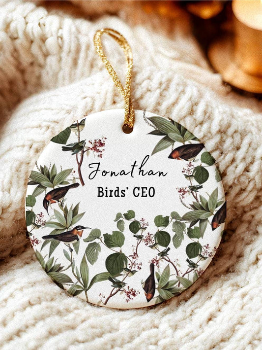 Personalized Bird Watcher Ornament, Nature Lover Keepsake Garden Ornament