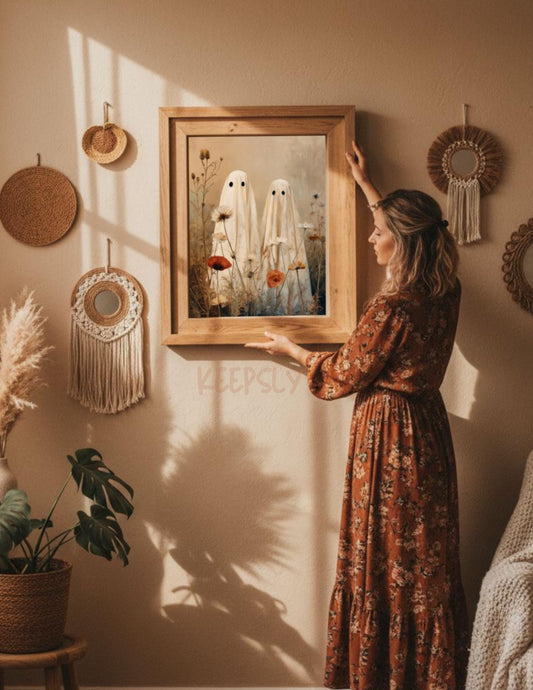 Ghost Poster; Funny Couples Halloween Gifts Floral Wall Decor 2:3