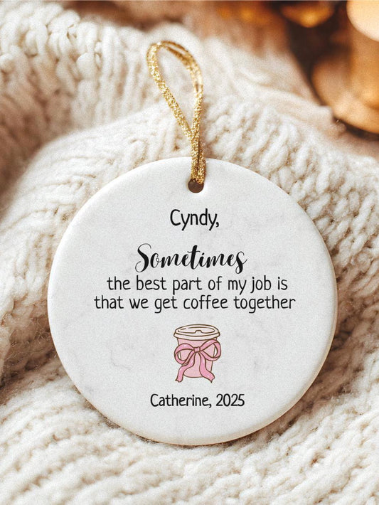 Personalized Coworker Ornament: Funny Coffee Lover Gift