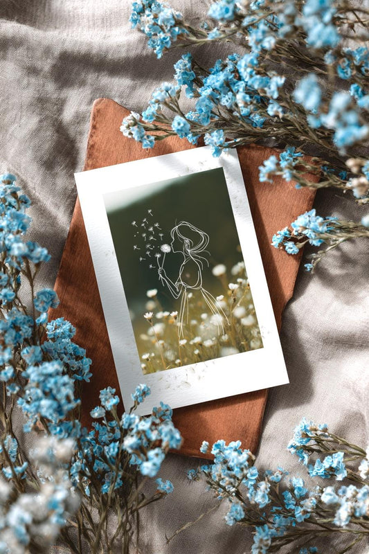 Dandelion Girl Line Art Print, Daughter-in-Law Card & Gift Tags (Digital Download)