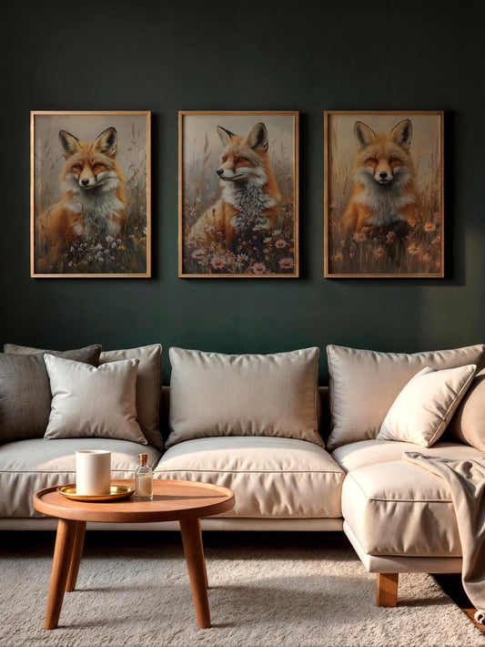 Red Fox Wall Art, Cottagecore Animal Painting Woodland Print (Digital Download)