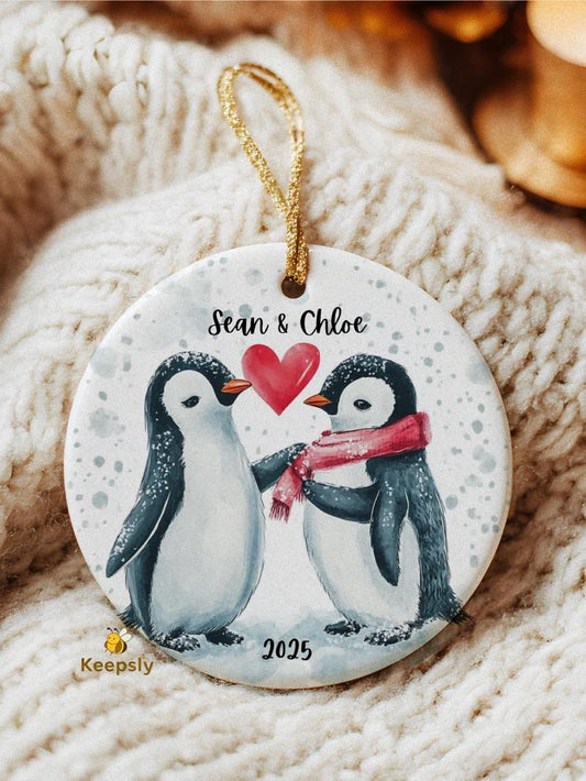 Personalized Penguin Couple Ornament: Winter Love Keepsake