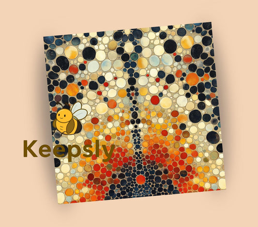 Skinny tumblers featuring seamless retro dot pattern in warm fall colors, sublimation design mockup.