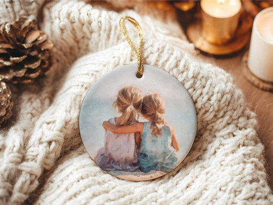 Personalized Two Sisters Ornament: Bestie Friend Siblings Gift