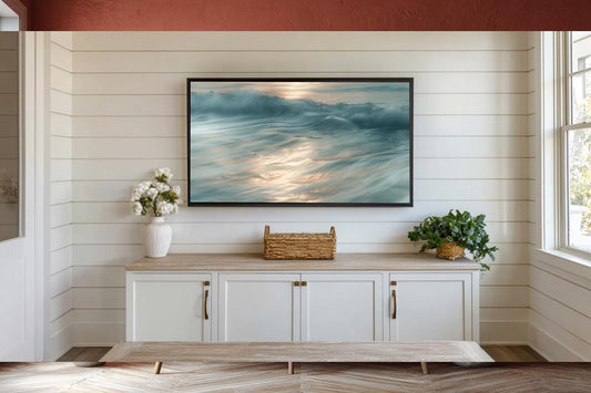 Serene Blue Coastal Waves Digital Download for Beach Home Decor Large Wall Art